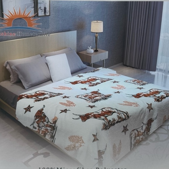 New King size Flannel blanket, Super Soft,thick,Blanket,American Native,cow - Picture 1 of 3